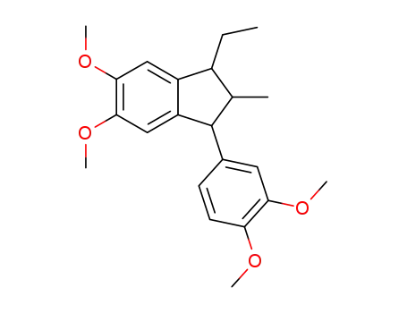 Molecular Structure of 4483-47-0 (1-(3,4-dimethoxyphenyl)-3-ethyl-5,6-dimethoxy-2-methyl-2,3-dihydro-1H-indene)