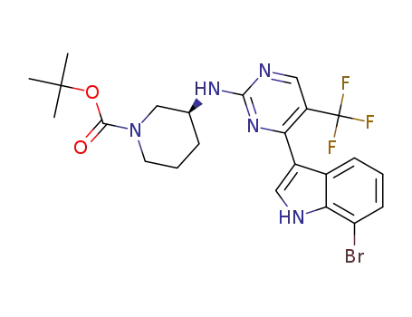 (S)-tert-butyl 3-((4-(7-bromo-1H-indol-3-yl)-5-(trifluoromethyl)pyrimidin-2-yl)amino)piperidine-1-carboxylate
