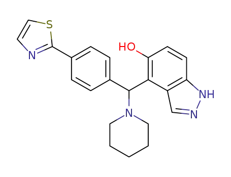 4-(piperidin-1-yl(4-(thiazol-2-yl)phenyl)methyl)-1H-indazol-5-ol