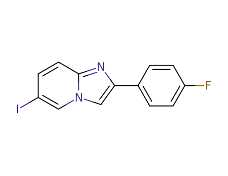 Molecular Structure of 478040-44-7 (Imidazo[1,2-a]pyridine, 2-(4-fluorophenyl)-6-iodo-)