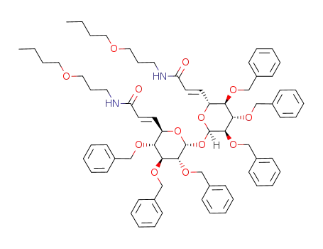 (E)-N-(3-Butoxy-propyl)-3-((2R,3R,4S,5R,6R)-3,4,5-tris-benzyloxy-6-{(2R,3R,4S,5R,6R)-3,4,5-tris-benzyloxy-6-[(E)-2-(3-butoxy-propylcarbamoyl)-vinyl]-tetrahydro-pyran-2-yloxy}-tetrahydro-pyran-2-yl)-acrylamide