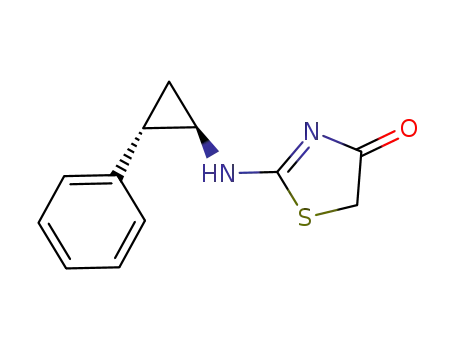 Molecular Structure of 872576-64-2 (4(5H)-Thiazolone, 2-[[(1R,2S)-2-phenylcyclopropyl]amino]-)