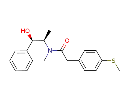 Molecular Structure of 436141-37-6 (Benzeneacetamide,
N-[(1R,2R)-2-hydroxy-1-methyl-2-phenylethyl]-N-methyl-4-(methylthio)-)