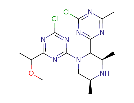 2-chloro-4-[2-(4-chloro-6-methyl-[1,3,5]triazine-2-yl)-3R,5S-dimethyl-piperazin-1-yl]-6-(1-methoxy-ethyl)-[1,3,5]triazine