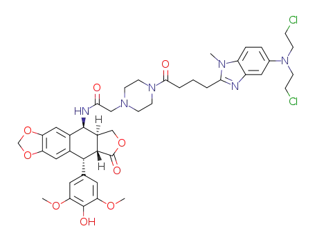 2-[4-(4-{5-[bis(2-chloroethyl)amino]-1-methyl-1H-1,3-benzodiazol-2-yl}butanoyl)piperazin-1-yl]-N-[(10S,11S,15R,16R)-16-(4-hydroxy-3,5-dimethoxyphenyl)-14-oxo-4,6,13-trioxatetracyclo[7.7.0.03,7.011,15]hexadeca-1,3(7),8-trien-10-yl]acetamide