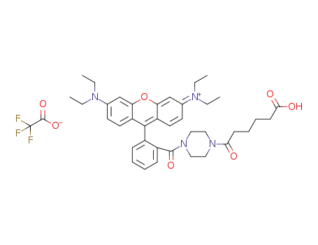 N-(9-(2-(4-(5-carboxypentanoyl)piperazine-1-carbonyl)phenyl)-6-(diethylamino)-3H-xanthen-3-ylidene)-N-ethylethanaminium 2,2,2-trifluoroacetate