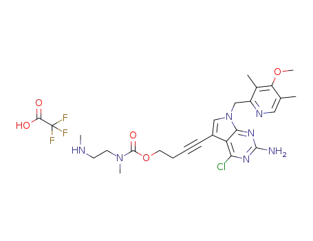4-(2-amino-4-chloro-7-((4-methoxy-3,5-dimethylpyridin-2-yl)methyl)-7H-pyrrolo[2,3-d]pyrimidin-5-yl)but-3-yn-1-yl methyl(2-(methylamino)ethyl)carbamate trifluoroacetate