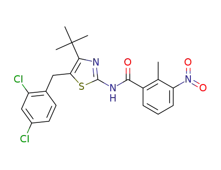 N-(4-(tert-butyl)-5-(2,4-dichlorobenzyl)thiazol-2-yl)-2-methyl-3-nitrobenzamide