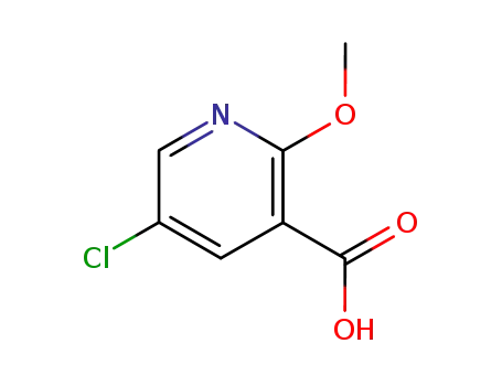 Molecular Structure of 54916-65-3 (5-Chloro-2-methoxynicotinic acid)