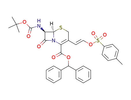 diphenylmethyl 7β-tert-butoxycarbonylamino-3-[(E)-2-(4-toluenesulfonyloxy)vinyl]-3-cephem-4-carboxylate