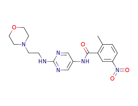 Molecular Structure of 925896-88-4 (Benzamide,
2-methyl-N-[2-[[2-(4-morpholinyl)ethyl]amino]-5-pyrimidinyl]-5-nitro-)