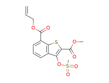 Molecular Structure of 881034-04-4 (Benzo[b]thiophene-2,7-dicarboxylic acid, 3-[(methylsulfonyl)oxy]-,
2-methyl 7-(2-propenyl) ester)