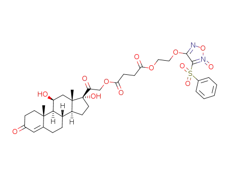 succinic acid 2-(4-benzenesulfonyl-5-oxy-furazan-3-yloxy)-ethyl ester 2-(11,17-dihydroxy-10,13-dimethyl-3-oxo-2,3,6,7,8,9,10,11,12,13,14,15,16,17-tetradecahydro-1H-cyclopenta[a]phenanthren-17-yl)-2-oxo-ethyl ester