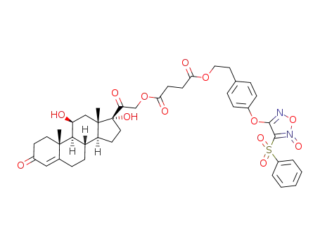 succinic acid 2-[4-(4-benzenesulfonyl-5-oxy-furazan-3-yloxy)-phenyl]-ethyl ester 2-(11,17-dihydroxy-10,13-dimethyl-3-oxo-2,3,6,7,8,9,10,11,12,13,14,15,16,17-tetradecahydro-1H-cyclopenta[a]phenanthren-17-yl)-2-oxo-ethyl ester