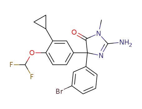 2-amino-5-(3-bromo-phenyl)-5-(3-cyclopropyl-4-difluoromethoxy-phenyl)-3-methyl-3,5-dihydro-imidazol-4-one