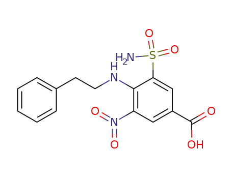 Molecular Structure of 28395-45-1 (Benzoic acid, 3-(aminosulfonyl)-5-nitro-4-[(2-phenylethyl)amino]-)
