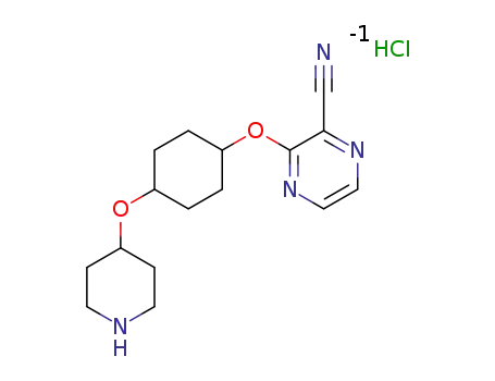 3-((1r,4r)-4-(piperidin-4-yloxy)cyclohexyloxy)pyrazine-2-carbonitrile hydrochloride