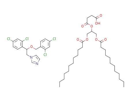 4-((1,3-bis(dodecanoyloxy)propan-2-yl)oxy)-4-oxobutanoate 1-(2-((2,4-dichlorobenzyl)oxy)-2-(2,4-dichlorophenyl)ethyl)-1H-imidazol-1-ium