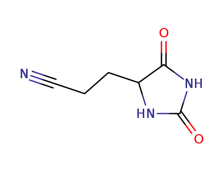 Molecular Structure of 1007-06-3 (5-(2-Cyanoethyl)hydantoin)