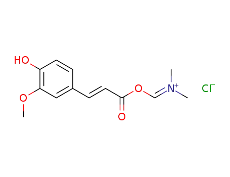 Molecular Structure of 92446-10-1 (Methanaminium,
N-[[[3-(4-hydroxy-3-methoxyphenyl)-1-oxo-2-propenyl]oxy]methylene]-N-
methyl-, chloride)