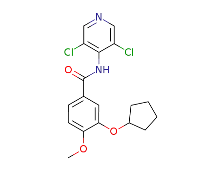 Molecular Structure of 144035-83-6 (3-(cyclopentyloxy)-N-(3,5-dichloro-4-pyridyl)-4-methoxybenzamide)