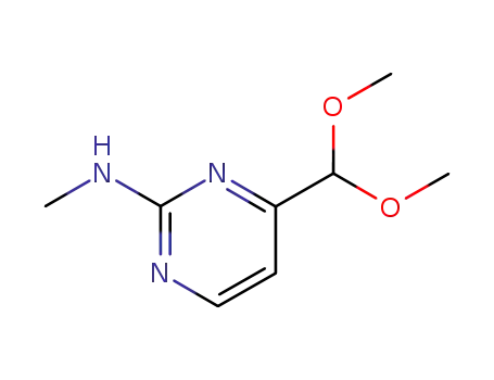 Molecular Structure of 180869-38-9 (2-(METHYLAMINO)PYRIMIDINE-4-CARBOXALDEHYDE DIMETHYL ACETAL)