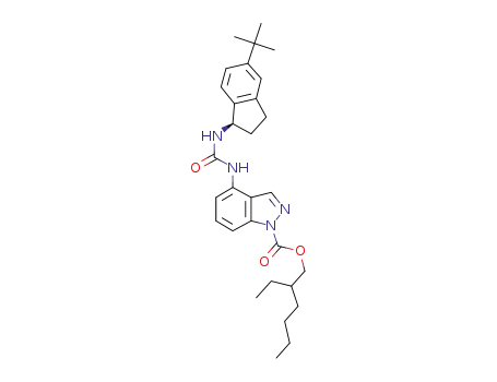 2-ethylhexyl 4-(3-((R)-5-tert-butyl-2,3-dihydro-1H-inden-1-yl)ureido)-1H-indazole-1-carboxylate