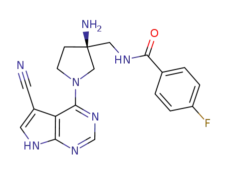 (S)-N-((3-amino-1-(5-cyano-7H-pyrrolo[2,3-d]pyrimidin-4-yl)pyrrolidin-3-yl)methyl)-4-fluorobenzamide