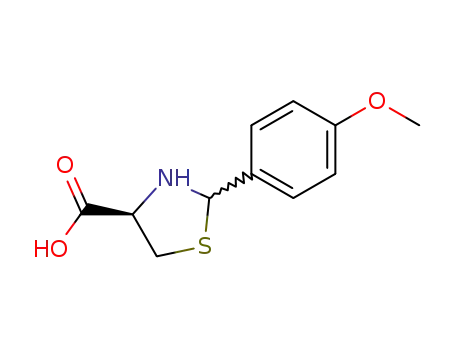 Molecular Structure of 222404-25-3 (4-Thiazolidinecarboxylic acid, 2-(4-methoxyphenyl)-, (4R)-)