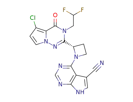 (S)-4-(2-(5-chloro-3-(2,2-difluoroethyl)-4-oxo-3,4-dihydropyrrolo[1,2-f][1,2,4]triazin-2-yl)azetidin-1-yl)-7H-pyrrolo[2,3-d]pyrimidine-5-carbonitrile