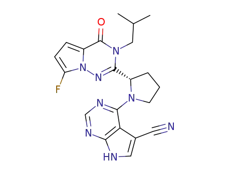 (S)-4-(2-(7-fluoro-3-isobutyl-4-oxo-3,4-dihydropyrrolo[1,2-f][1,2,4]triazin-2-yl)pyrrolidin-1-yl)-7H-pyrrolo[2,3-d]pyrimidine-5-carbonitrile