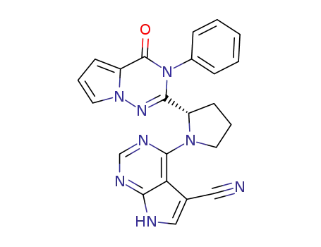 (S)-4-(2-(4-oxo-3-phenyl-3,4-dihydropyrrolo[1,2-f][1,2,4]triazin-2-yl)pyrrolidin-1-yl)-7H-pyrrolo[2,3-d]pyrimidine-5-carbonitrile
