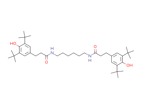 23128-74-7,3,3'-Bis(3,5-di-tert-butyl-4-hydroxyphenyl)-N,N'-hexamethylenedipropionamide,Hydrocinnamamide,N,N'-hexamethylenebis[3,5-di-tert-butyl-4-hydroxy- (8CI);1,6-Bis(3,5-di-tert-butyl-4-hydroxyhydrocinnamido)hexane;1,6-Bis[3-(3,5-di-tert-butyl-4-hydroxyphenyl)propionamido]hexane;Irganox 1098;Lowinox HD 98;N,N-Bis[3-(3,5-di-tert-butyl-4-hydroxyphenyl)propionyl]hexamethylenediamine;N,N'-Hexamethylenebis(3,5-di-tert-butyl-4-hydroxyhydrocinnamamide);N,N'-Hexamethylenebis(3,5-di-tert-butyl-4-hydroxyhydrocinnamide);N,N'-Hexamethylenebis[3-(3,5-di-tert-butyl-4-hydroxyphenyl)propionamide];TTAD;Antioxidant 1098;