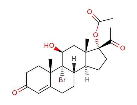 Molecular Structure of 24320-15-8 (9-bromo-11beta,17-dihydroxypregn-4-ene-3,20-dione 17-acetate)