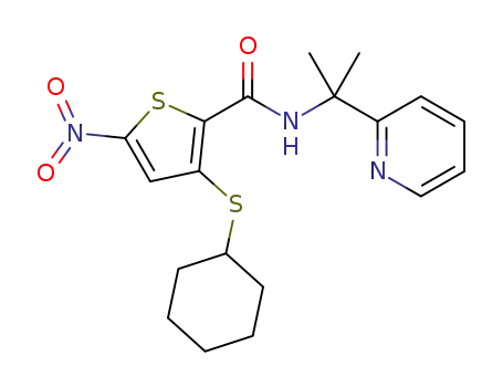 3-(cyclohexylthio)-5-nitro-N-(2-(pyridin-2-yl)propan-2-yl)thiophene-2-carboxamide