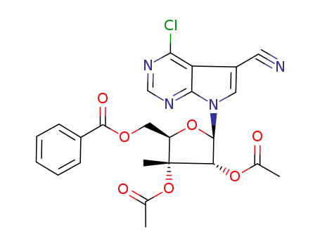 4-chloro-5-cyano-7-(2',3'-di-O-acetyl-5'-O-benzoyl-3'-C-methyl-β-D-ribofuranosyl)pyrrolo<2,3-d>pyrimidine