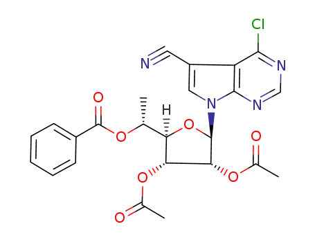 4-chloro-5-cyano-7-(2',3'-di-O-acetyl-5'-O-benzoyl-5'(R)-C-methyl-β-D-ribofuranosyl)pyrrolo<2,3-d>pyrimidine