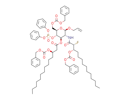 allyl 6-O-benzyloxycarbonyl-2-<(2R,3S)-3-(benzyloxycarbonyloxy)-2-fluorotetradecanamido>-3-O-<(3R)-3-(benzyloxycarbonyloxy)tetradecanoyl>-2-deoxy-4-O-diphenoxyphosphinyl-β-D-glucopyranoside