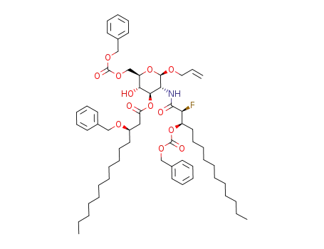 allyl 6-O-benzyloxycarbonyl-2-<(2S,3R)-3-(benzyloxycarbonyloxy)-2-fluorotetradecanamido>-3-O-<(3R)-3-(benzyloxy)tetradecanoyl>-2-deoxy-β-D-glucopyranoside