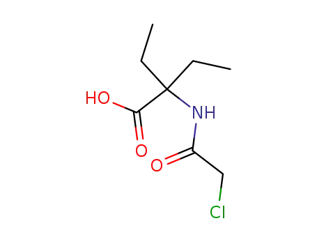 Molecular Structure of 104234-94-8 (Butanoic  acid,  2-[(chloroacetyl)amino]-2-ethyl-  (9CI))