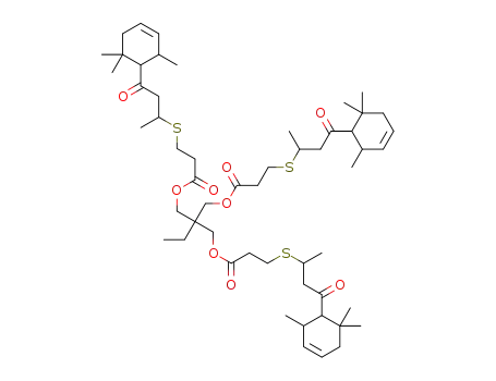 2-ethyl-2-(((3-((4-oxo-4-((1RS,2SR)-2,6,6-trimethylcyclohex-3-en-1-yl)butan-2-yl)thio)propanoyl)oxy)methyl)propane-1,3-diyl bis(3-((4-oxo-4-((1RS,2SR)-2,6,6-trimethylcyclohex-3-en-1-yl)butan-2-yl)thio)propanoate)