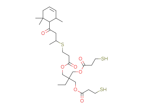 2-ethyl-2-(((3-((4-oxo-4-((1RS,2SR)-2,6,6-trimethylcyclohex-3-en-1-yl)butan-2-yl)thio)propanoyl)oxy)methyl)propane-1,3-diyl bis(3-mercaptopropanoate)