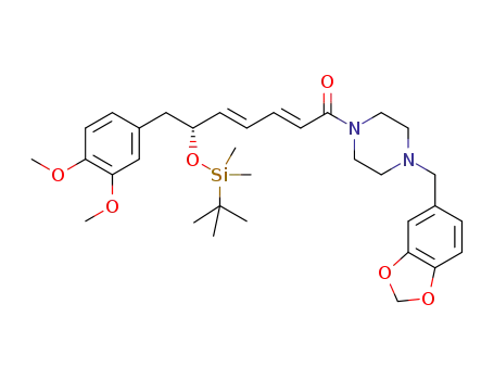 (R,2E,4E)-1-(4-(benzo[1,3]dioxol-5-ylmethyl)piperazin-1-yl)-6-((tert-butyldimethylsilyl)oxy)-7-(3,4-dimethoxyphenyl)-hepta-2,4-dien-1-one