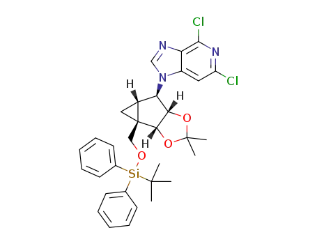 1-((3aR,3bR,4aS,5R,5aS)-3b-(((tert-butyldiphenylsilyl)oxy)methyl)-2,2-dimethylhexahydrocyclopropa[3,4]cyclopenta[1,2-d][1,3]dioxol-5-yl)-4,6-dichloro-1H-imidazo[4,5-c]pyridine