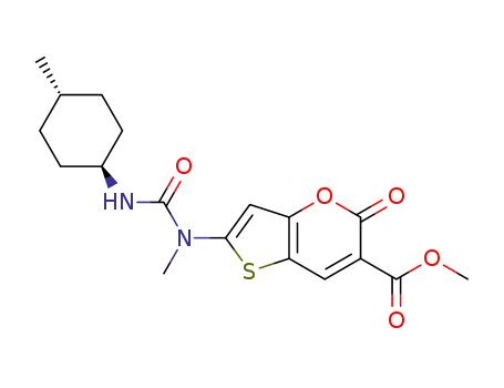 methyl 2-(1-methyl-3-((1r,4r)-4-methylcyclohexyl)ureido)-5-oxo-5H-thieno[3,2-b]pyran-6-carboxylate