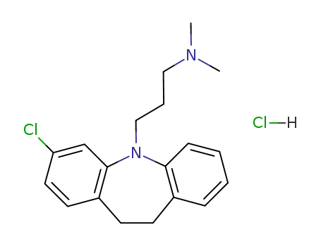 17321-77-6,Clomipramine hydrochloride,5H-Dibenz[b,f]azepine,3-chloro-5-[3-(dimethylamino)propyl]-10,11-dihydro-, monohydrochloride (8CI);5H-Dibenz[b,f]azepine-5-propanamine, 3-chloro-10,11-dihydro-N,N-dimethyl-,monohydrochloride (9CI);3-Chloro-5-(3-dimethylaminopropyl)-10,11-dihydro-5H-dibenz[b,f]azepinehydrochloride;3-Chloroimipramine hydrochloride;Anafranil;Anaphranil;Anatranil;Chloroimipramine monohydrochloride;
