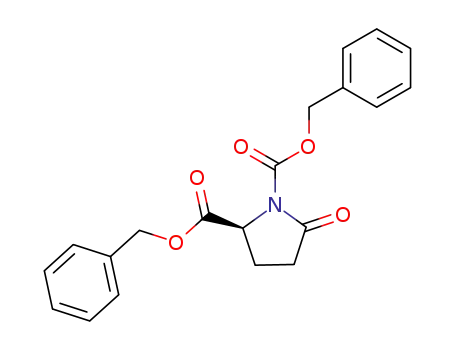 Molecular Structure of 71389-33-8 (1,2-Pyrrolidinedicarboxylic acid, 5-oxo-, bis(phenylMethyl) ester, (S)-)