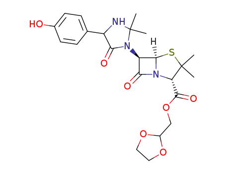 (2S,5R,6R)-6-[4-(4-Hydroxy-phenyl)-2,2-dimethyl-5-oxo-imidazolidin-1-yl]-3,3-dimethyl-7-oxo-4-thia-1-aza-bicyclo[3.2.0]heptane-2-carboxylic acid [1,3]dioxolan-2-ylmethyl ester