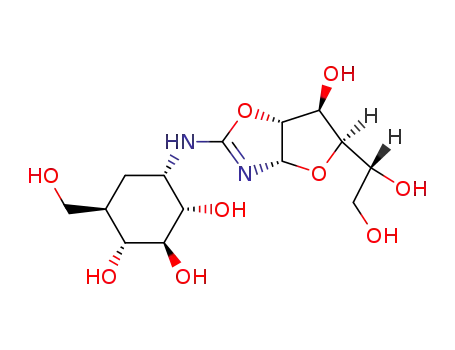 (1S,5S,7R,8S,1''R)-3-(5a'-carba-α-D-glucopyranosylamino)-7-(1'',2''-dihydroxyethyl)-2,6-dioxa-4-azabicyclo<3.3.0>oct-3-en-8-ol