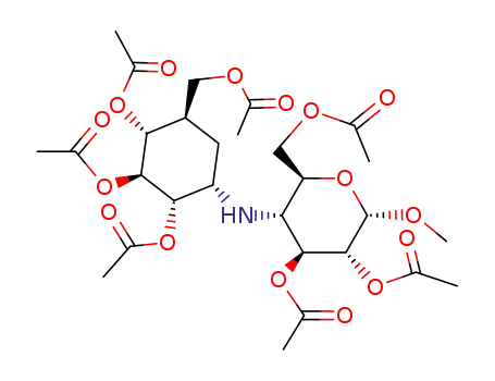 Acetic acid (2S,3R,4S,5R,6S)-3-acetoxy-6-acetoxymethyl-2-methoxy-5-((1S,2S,3S,4R,5R)-2,3,4-triacetoxy-5-acetoxymethyl-cyclohexylamino)-tetrahydro-pyran-4-yl ester